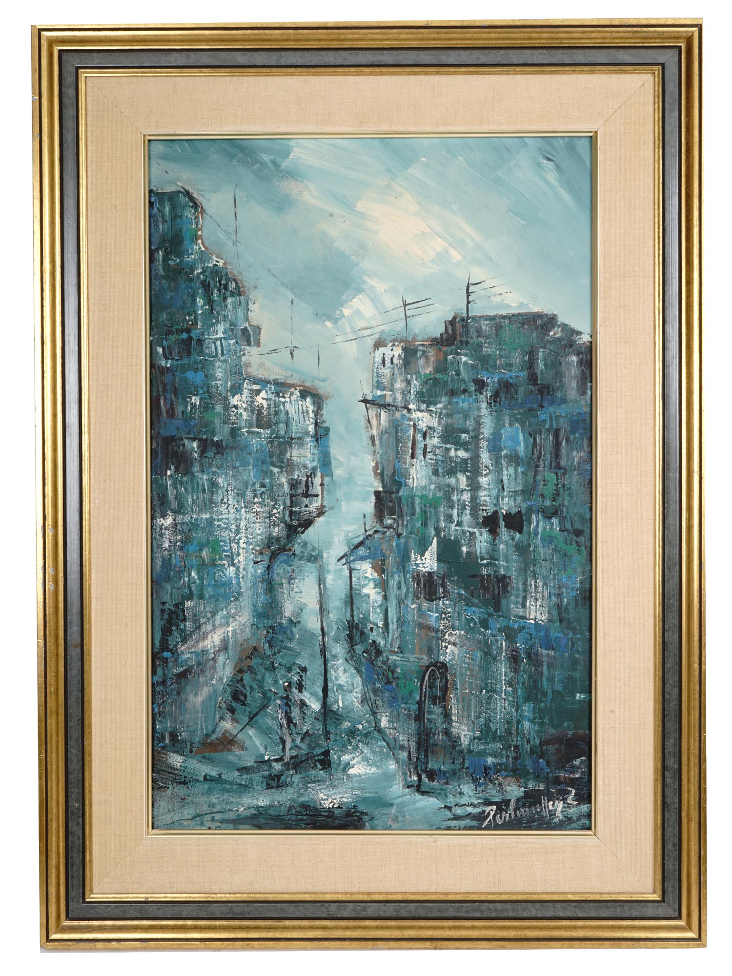 CONTEMPORARY ABSTRACT CITYSCAPE PAINTING SIGNED PIC-0